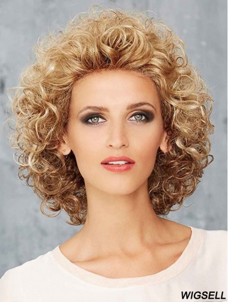 12 inch Chin Length Curly Blonde Ideal Lace Front Wigs