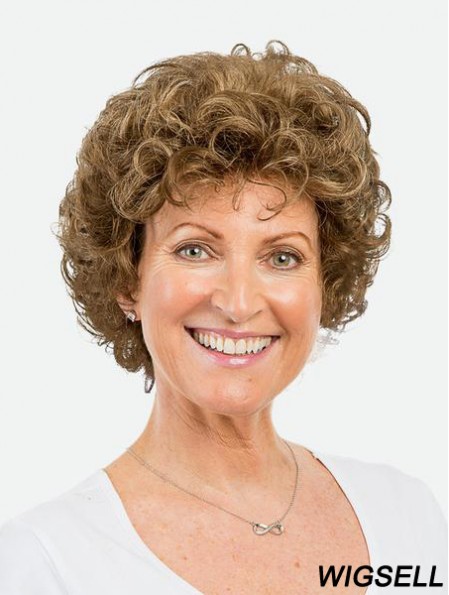 8 inch Monofilament Synthetic Short Brown Curly Amazing Bob Women Wigs