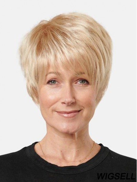 Blonde Synthetic Short Straight 8inch Affordable Lace Front Wigs