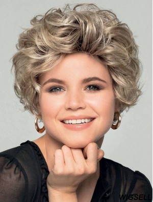 Curly Monofilament Blonde Synthetic Ladies Short Wigs New