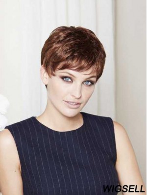 Straight Capless Brown Synthetic Sleek Short Wigs