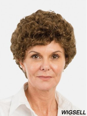 Synthetic Brown Curly 8 inch Bobs Short Monofilament Wigs
