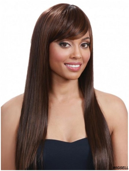 Straight Indian Remy Hair Auburn Long Fabulous 3/4 Wigs