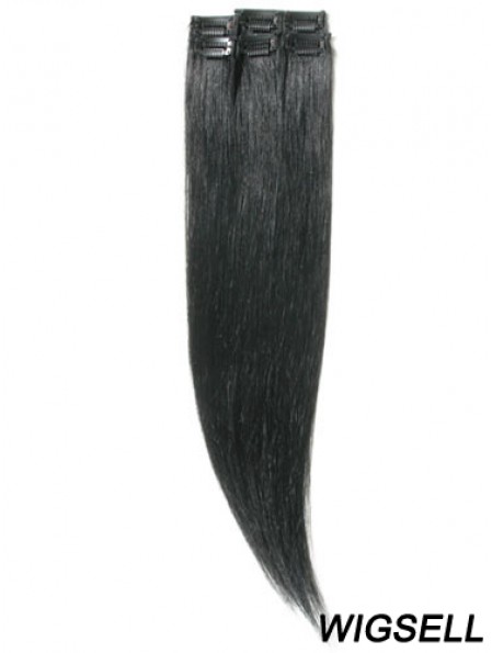 Amazing Black Straight Remy Human Hair Clip In Hair Extensions