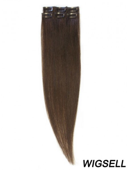 Popular Brown Straight Remy Human Hair Clip In Hair Extensions