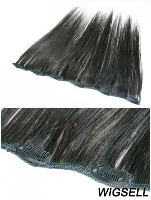 Fabulous Black Straight Remy Human Hair Clip In Hair Extensions