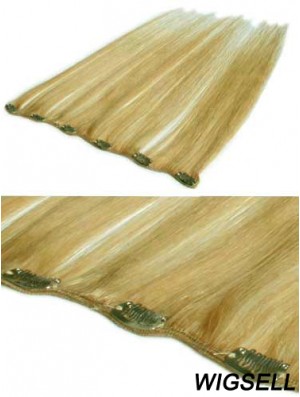 Flexibility Blonde Straight Remy Human Hair Clip In Hair Extensions