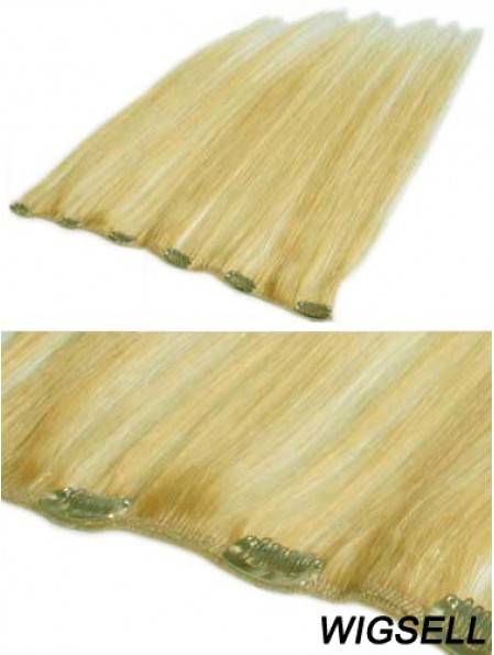 Affordable Blonde Straight Remy Human Hair Clip In Hair Extensions