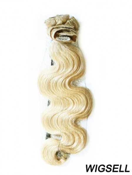 Stylish Blonde Wavy Remy Human Hair Clip In Hair Extensions