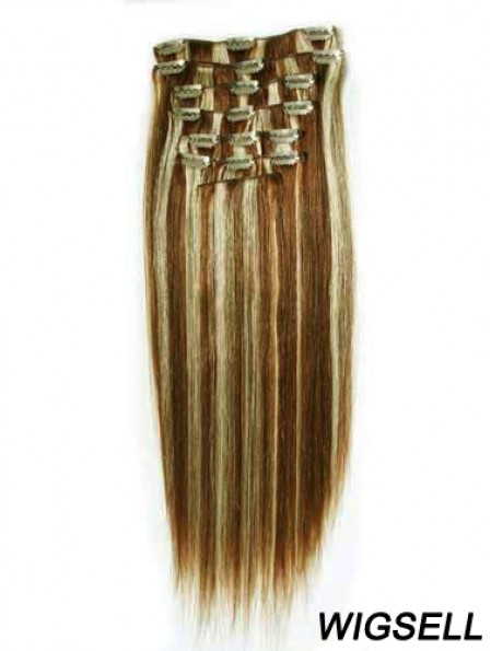 New Brown Straight Remy Human Hair Clip In Hair Extensions