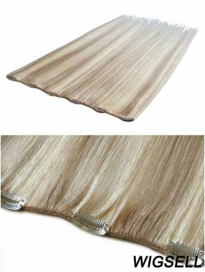 Convenient Blonde Straight Remy Human Hair Clip In Hair Extensions