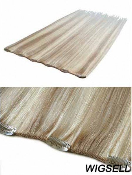 Convenient Blonde Straight Remy Human Hair Clip In Hair Extensions