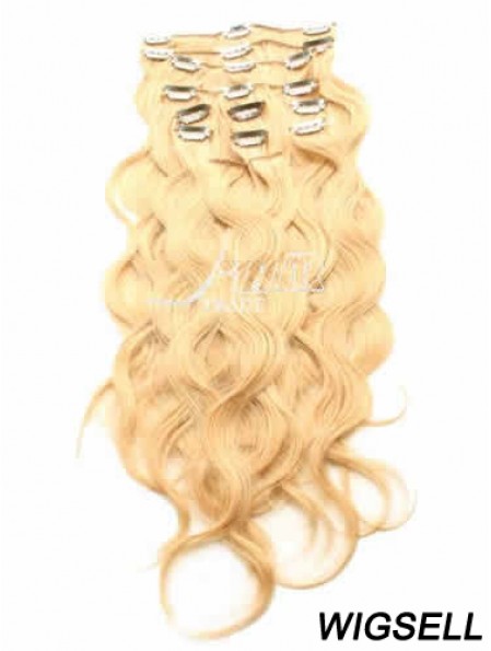 Ideal Blonde Curly Remy Human Hair Clip In Hair Extensions