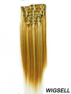 Durable Blonde Straight Remy Human Hair Clip In Hair Extensions