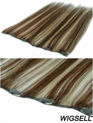 Hair Extensions Clip In Brown Color Straight Style With Remy