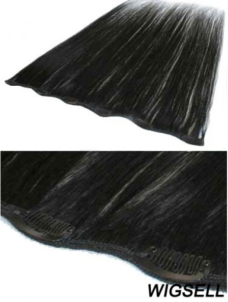 Popular Black Straight Remy Human Hair Clip In Hair Extensions