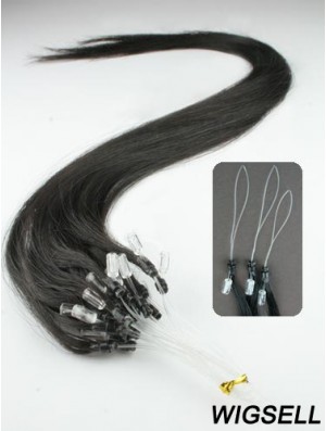 Convenient Black Straight Micro Loop Ring Hair Extensions