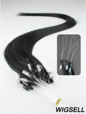 Fashionable Black Straight Micro Loop Ring Hair Extensions