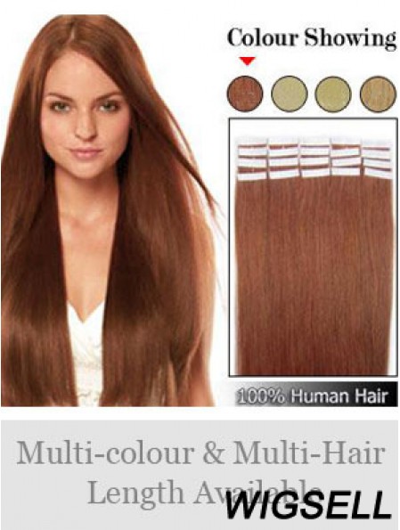 Auburn Straight Ideal Remy Human Hair Tape In Hair Extensions