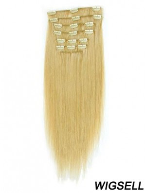 Suitable Blonde Straight Remy Human Hair Clip In Hair Extensions