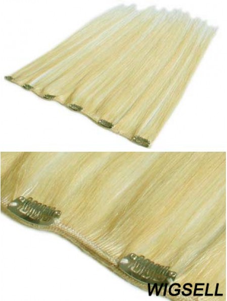 Cheapest Blonde Straight Remy Human Hair Clip In Hair Extensions