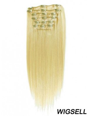 Style Blonde Straight Remy Human Hair Clip In Hair Extensions