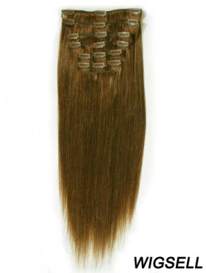 Ideal Brown Straight Remy Human Hair Clip In Hair Extensions