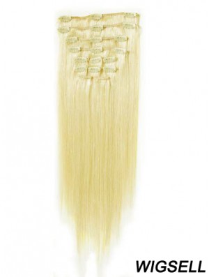 Perfect Blonde Straight Remy Human Hair Clip In Hair Extensions