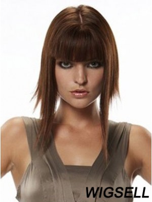 Human Hair Hairpieces Straight Style Long Length Auburn Color