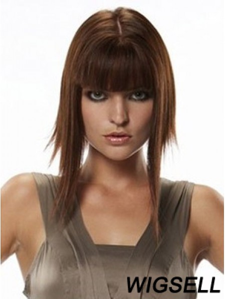 Human Hair Hairpieces Straight Style Long Length Auburn Color