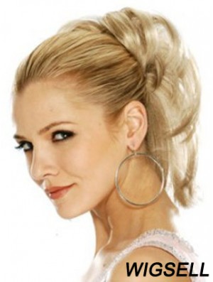 Hairpieces Clip In Blonde Color Straight Style With Synthetic