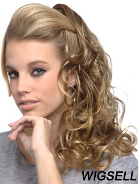Amazing Blonde Curly Synthetic Clip In Hairpieces