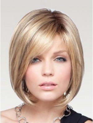 Chin Length Bob Wig Monofilament Blonde Wig Human Hair Straight Wig