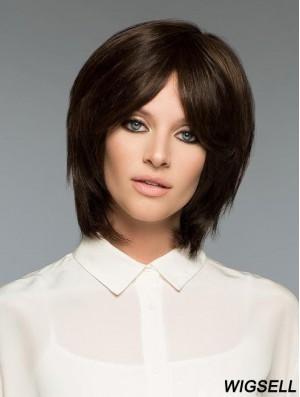 Brown Bob Wig Human Hair Straight Wig UK For Women Realistic