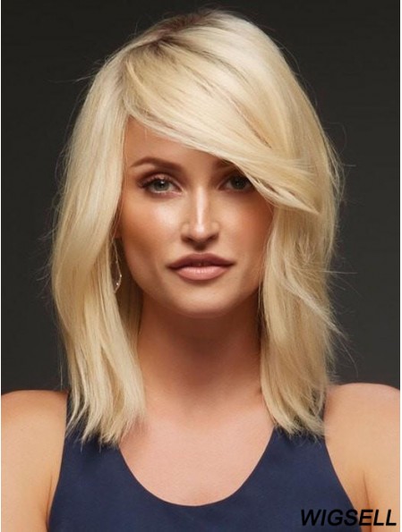 Human Hair Blonde Wig Lace Front Wig Shoulder Length 14 Inch