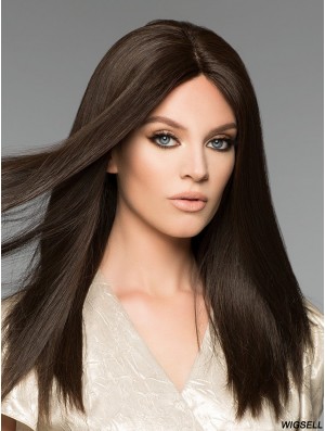 Long Auburn Wig Straight Human Hair Wig Without Bangs Hand Tied Wig UK