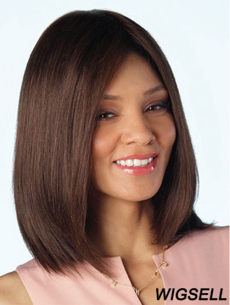 Brown Shoulder Length 14 inch Without Bangs Cheap Human Hair Wigs