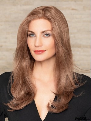 Long Auburn Wig Human Hair Monofilament Wig Without Bangs UK