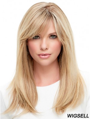 Ladies Wigs Cheap 100% Hand Tied With Bangs Straight Style