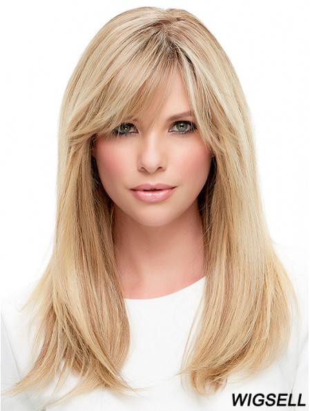 Ladies Wigs Cheap 100% Hand Tied With Bangs Straight Style