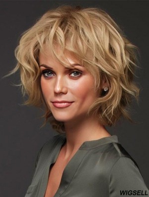 Blonde Layered Curly 12 inch Humanhair Wigs