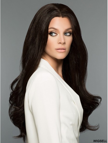Black Without Bangs Wavy 26 inch 100% Human Hair Wigs