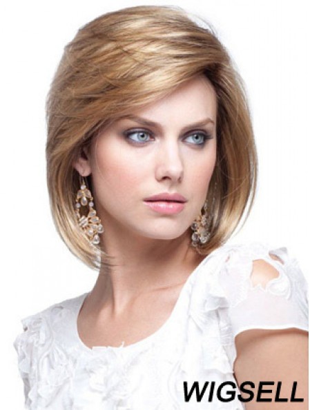 Human Hair Bob Wigs Chin Length Capless Blonde Color Bobs Cut