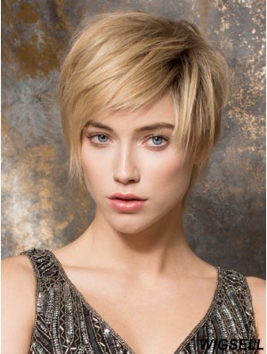 Ladies Monofilament Wig Sale 100% Hand Tied Blonde Color Boycuts