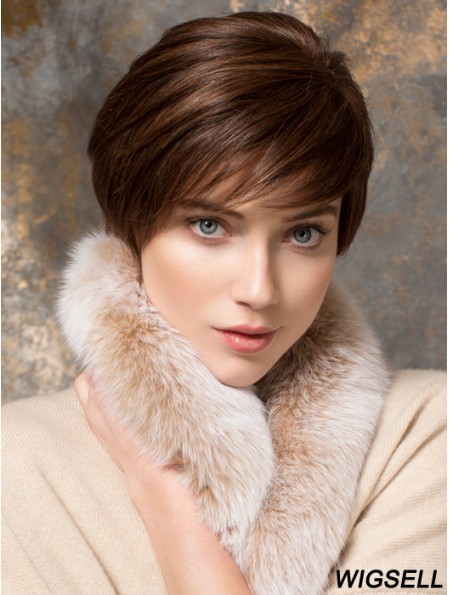 Short Straight Boycuts Auburn Designed 100% Hand-tied Wigs