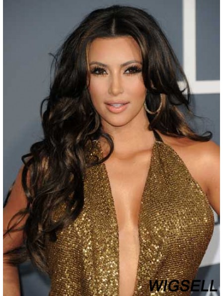 Kim Kardashian Wigs Remy Human Lace Front Black Color Curly Style