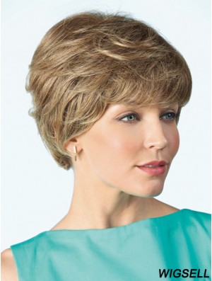 Monofilament Wig Human 100% Hand Tied Curly Style Short Length Boycuts