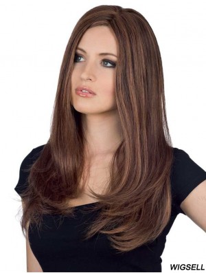 Natural Human Hair Straight Feminine Wig With Monofilament Long Lengh