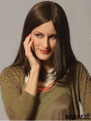 Straight Hair Human Wigs Long Length Straight Style Brown Color