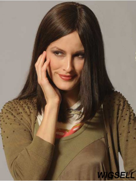 Straight Hair Human Wigs Long Length Straight Style Brown Color